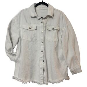 White Denim Button-Up Jacket - Large/XL